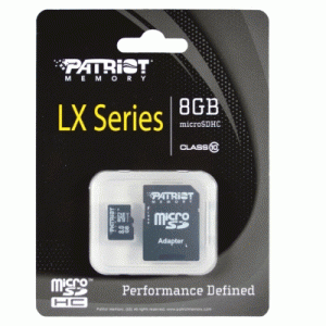 CARTÃO DE MEMÓRIA PATRIOT 8GB + 1 ADAPTADOR - CLASSE 10 R$ 39,00